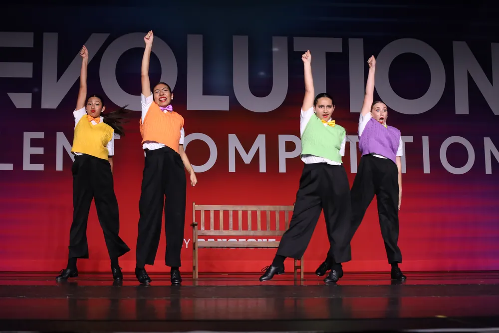 MSDC dancers finishing a colorful tap number